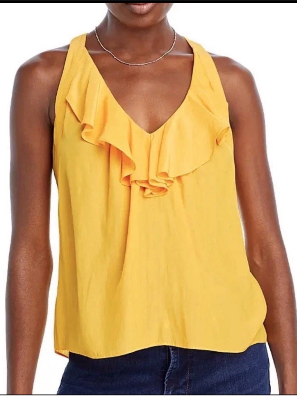 Ramy Brook NELLIE Ruffle V-Neck Sleeveless Tank Top Blouse - YUZU Yellow